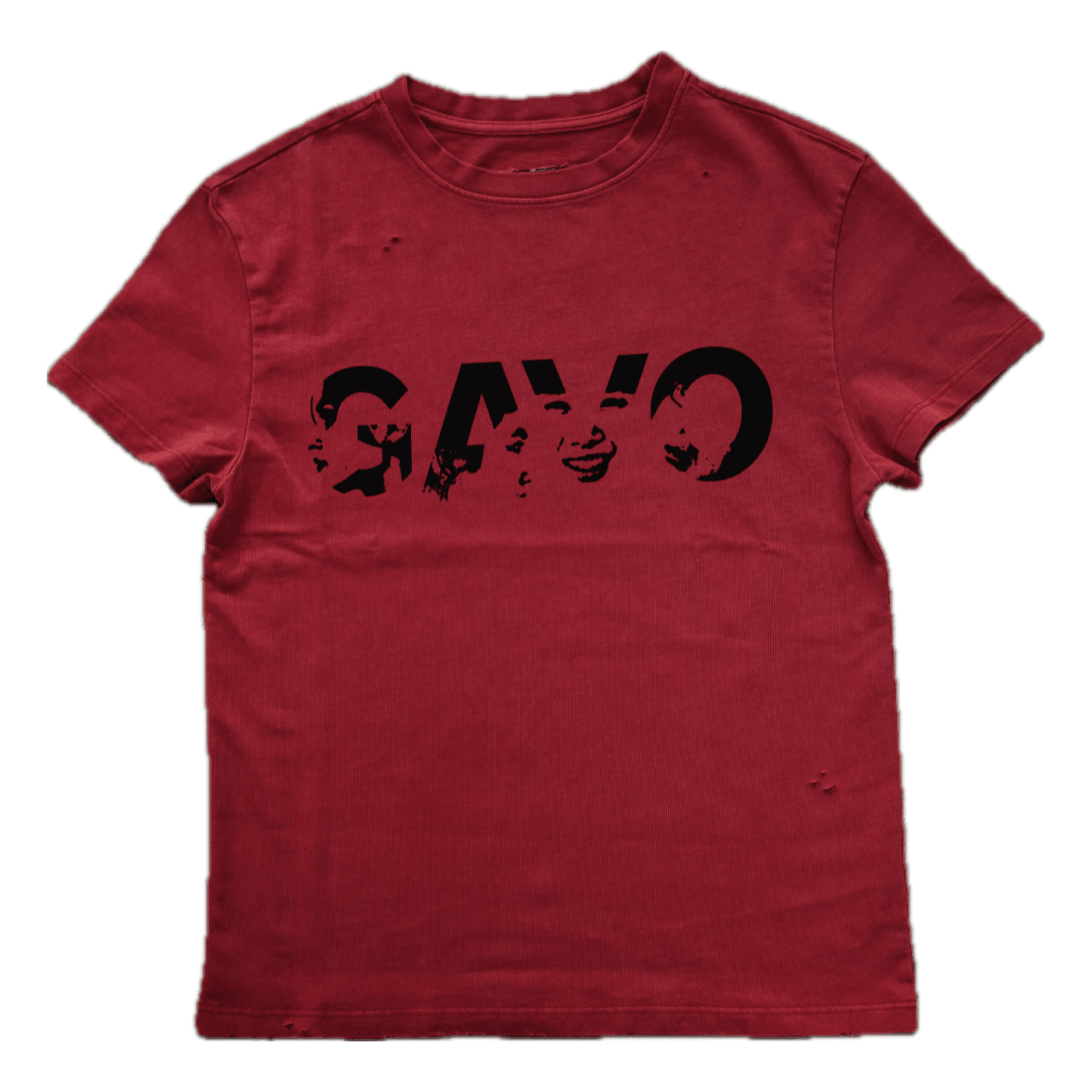 Ash Red Baby Tee — neck left whole
