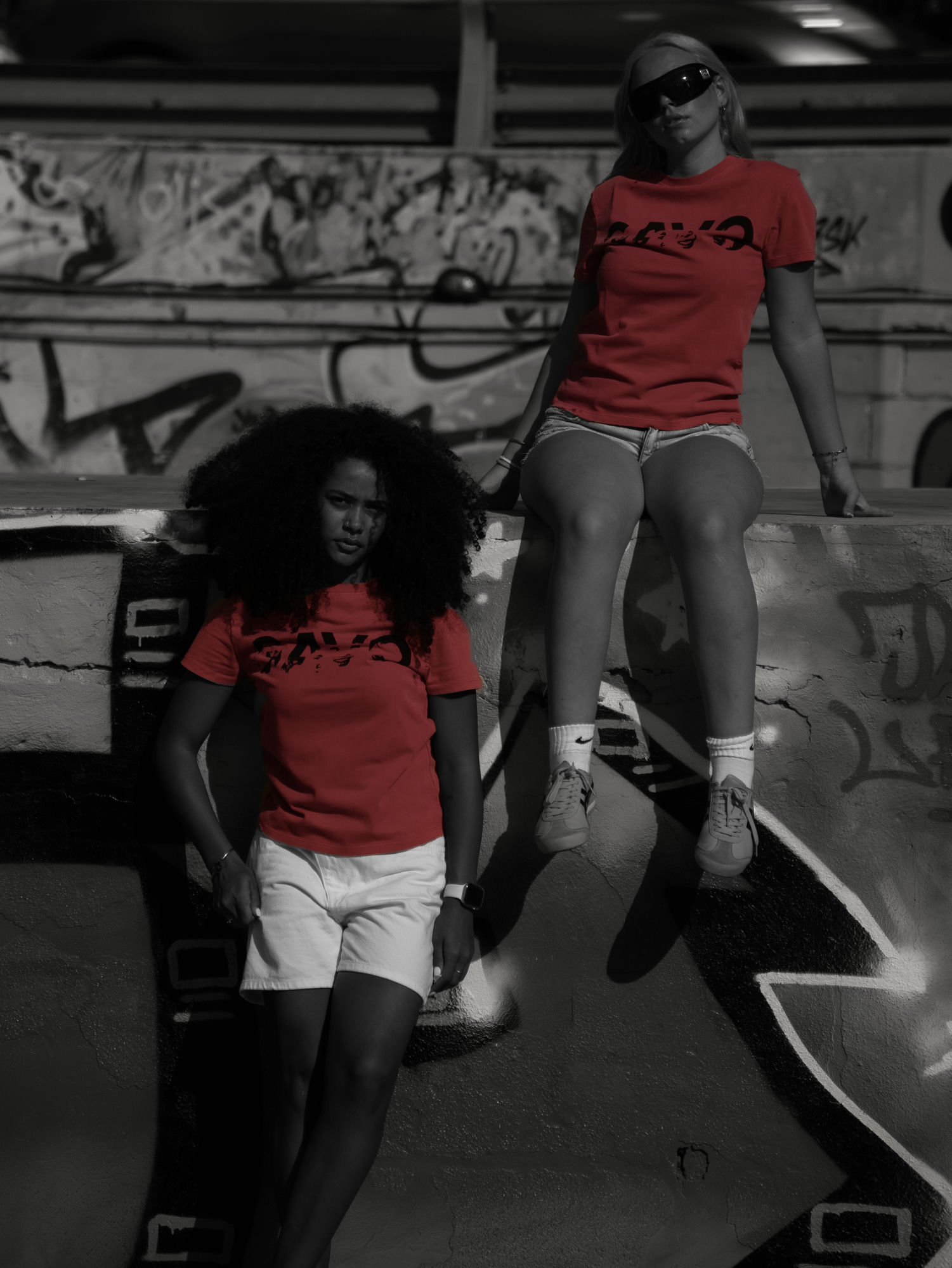 Gavo Studios Drop 01 — four models, red on black and white